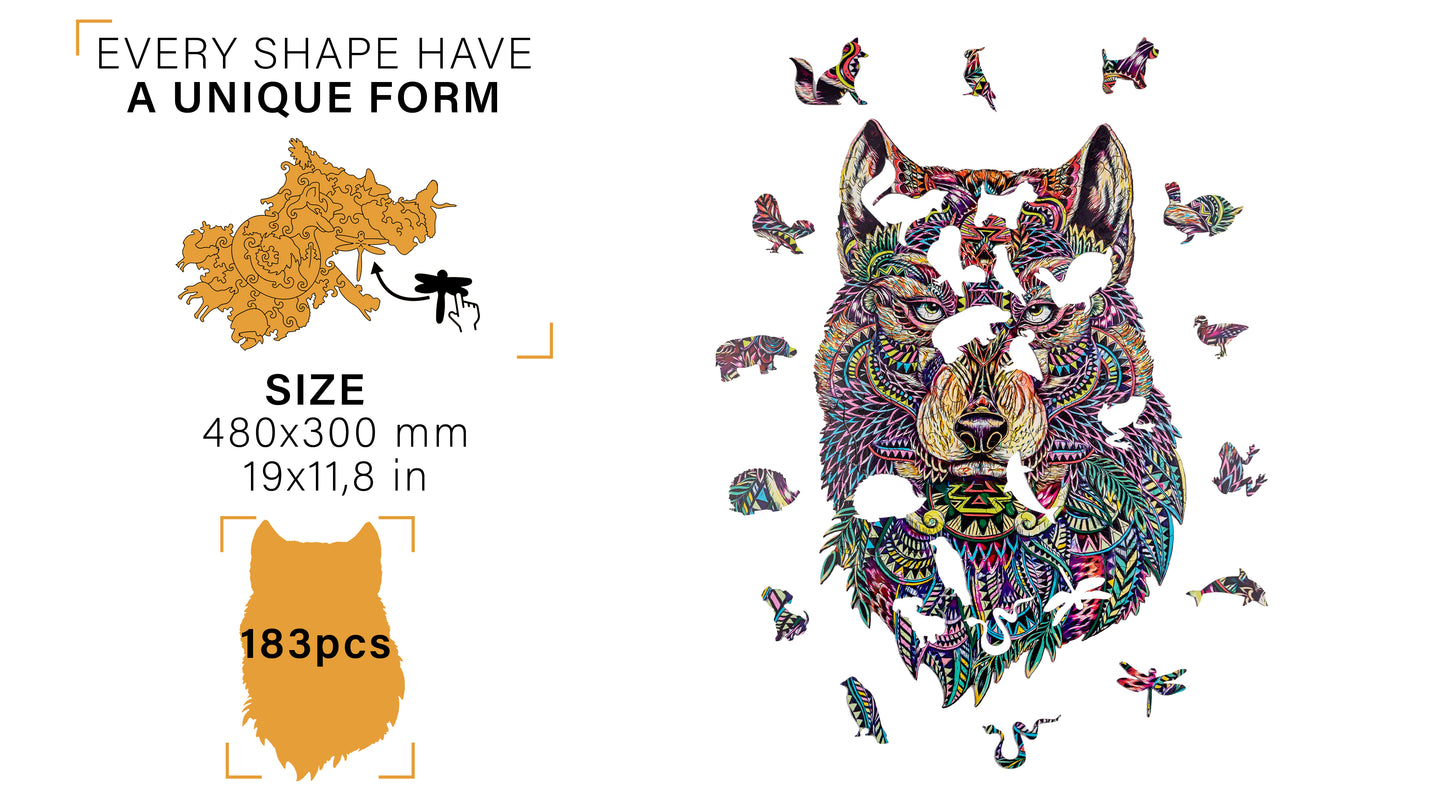 Woodvio™ Wolf Holzpuzzle (48 x 30 cm)
